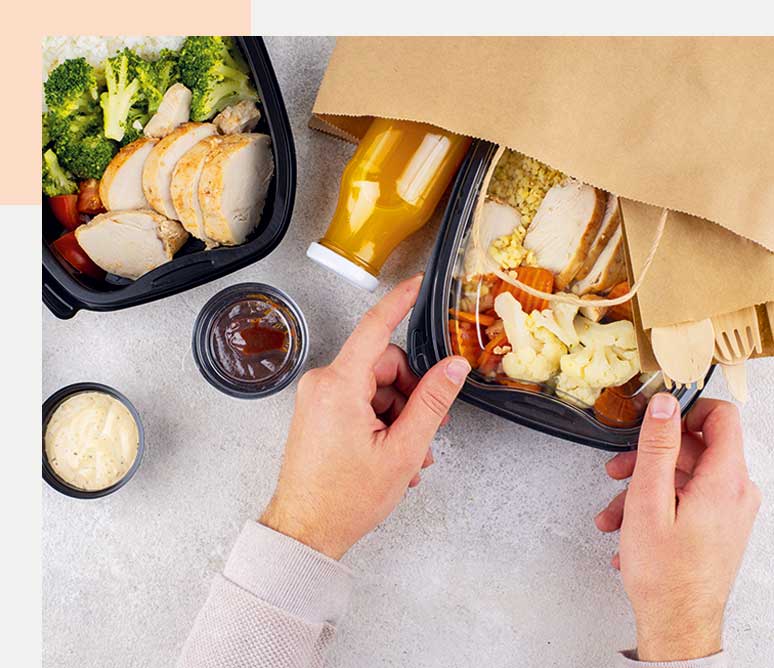 Gastronomie - Verpackungslösungen. Papier-Tragetaschen, Servietten, Becher, Salatschalen, Feinkostbecher.